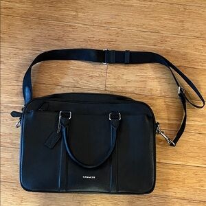 Coach Black Leather Men's Briefcase